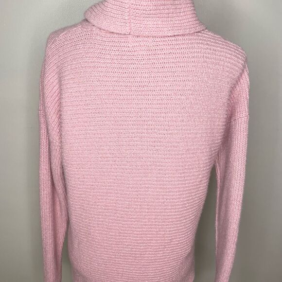 J Crew Factory Pullover Sweater Horizontal Cable Knit Cowl Neck Pink Small - Picture 3 of 6